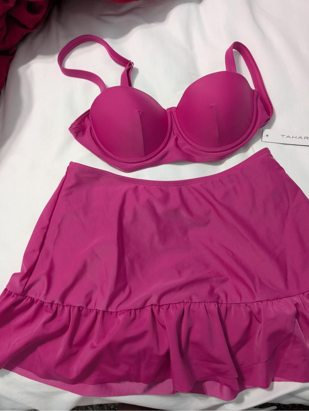 NWT Tahari 2 Piece Swimsuit Pink Large
